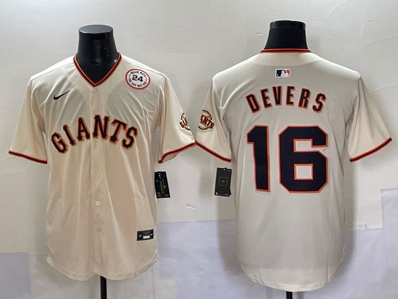 Men 2025 San Francisco Giants 16 Devers Cream Game Nike MLB Jersey style 52